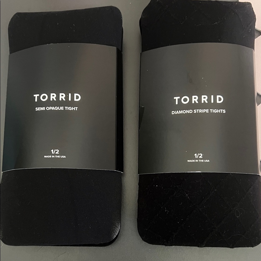 Torrid Black Semi Opaque and Diamond Stripe Tights